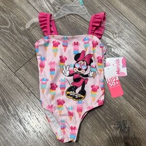 NWT Girl Disney Minnie Mouse Ice Cream Print One Piece Swimsuit